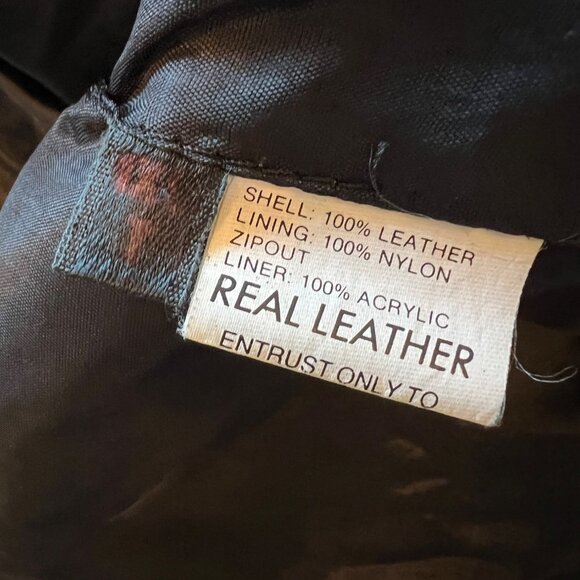 Unbranded Vintage 80's Black Leather Bomber Zip Up Jacket Size XL - Picture 7 of 10